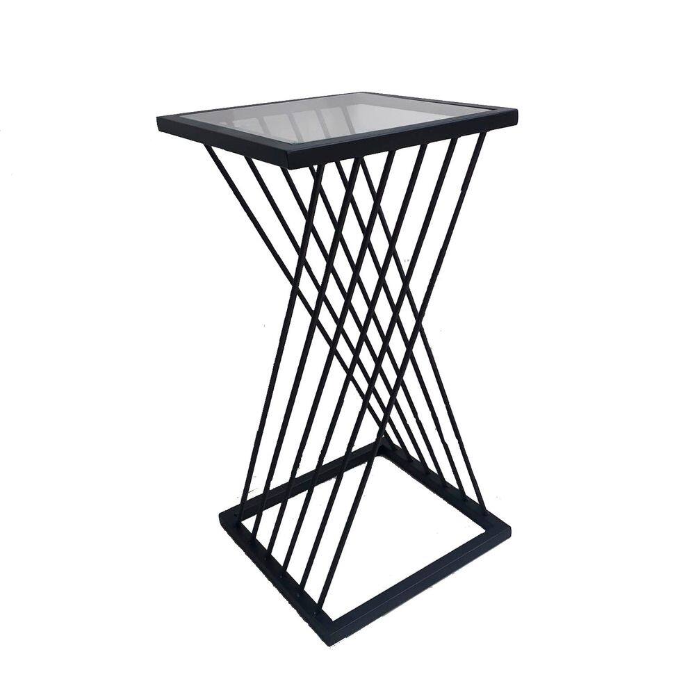 Suporte vaso de ferro com tampo de vidro estilo industrial