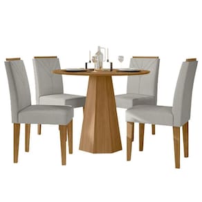 Mesa de Jantar Isis 100x100 cm sem Vidro Ype e 4 Cadeiras Amanda Ype Animale Areia - New Ceval
