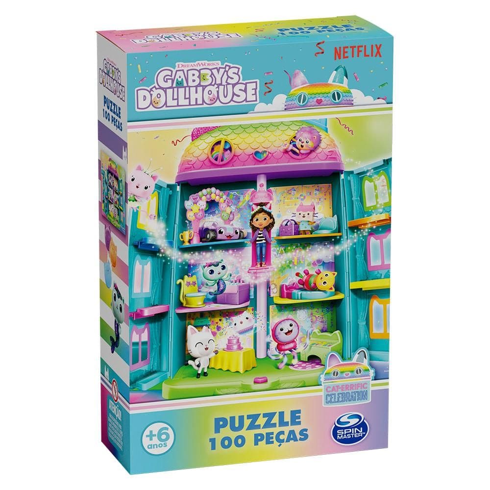 Quebra-cabeça 100 peças Gabby`s Dollhouse Brilhante