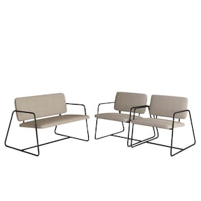 Conjunto Namoradeira Com Poltronas Sintra Industrial Preto/bege- M.a