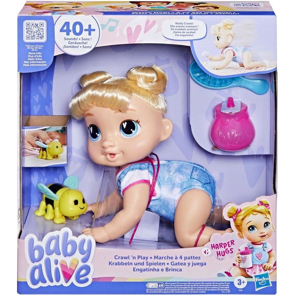 Boneca - Baby Alive Engatinha e Brinca Harper Hugs HASBRO