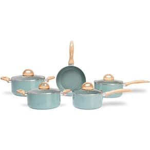 Jogo de Panelas Brinox Antiaderente Ceramic Life 5 Peças Botanika com Indução Verde