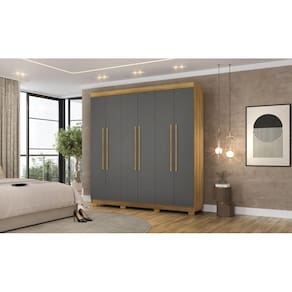 Guarda Roupa Elegance 6 Portas e 2 Gavetas Internas - Cor Nature Alasca - Vila Rica