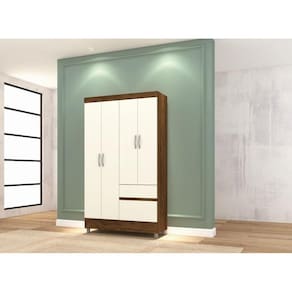 Guarda Roupa Ideal Plus 4 Portas e 2 Gavetas - Imbuia Champanhe - Vila Rica