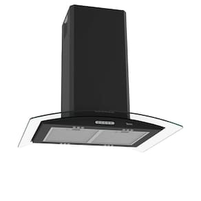 Coifa Terim Ilha Teto Vidro Curvo Black 75cm Preto 220V