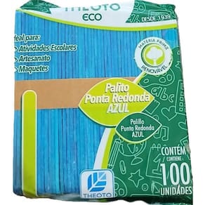 100 Palito Picolé Sorvete Ponta Redonda Artesanato Theoto - Azul