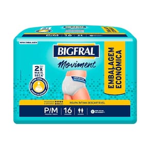 Roupa Íntima Bigfral Moviment P/M 16 Unidades
