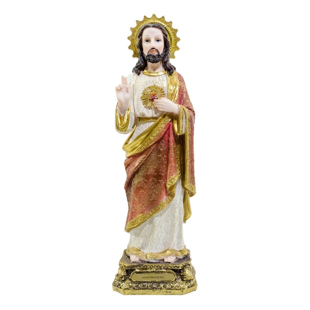 Imagem Resina Sagrado Coração De Jesus Realista - 40cm 