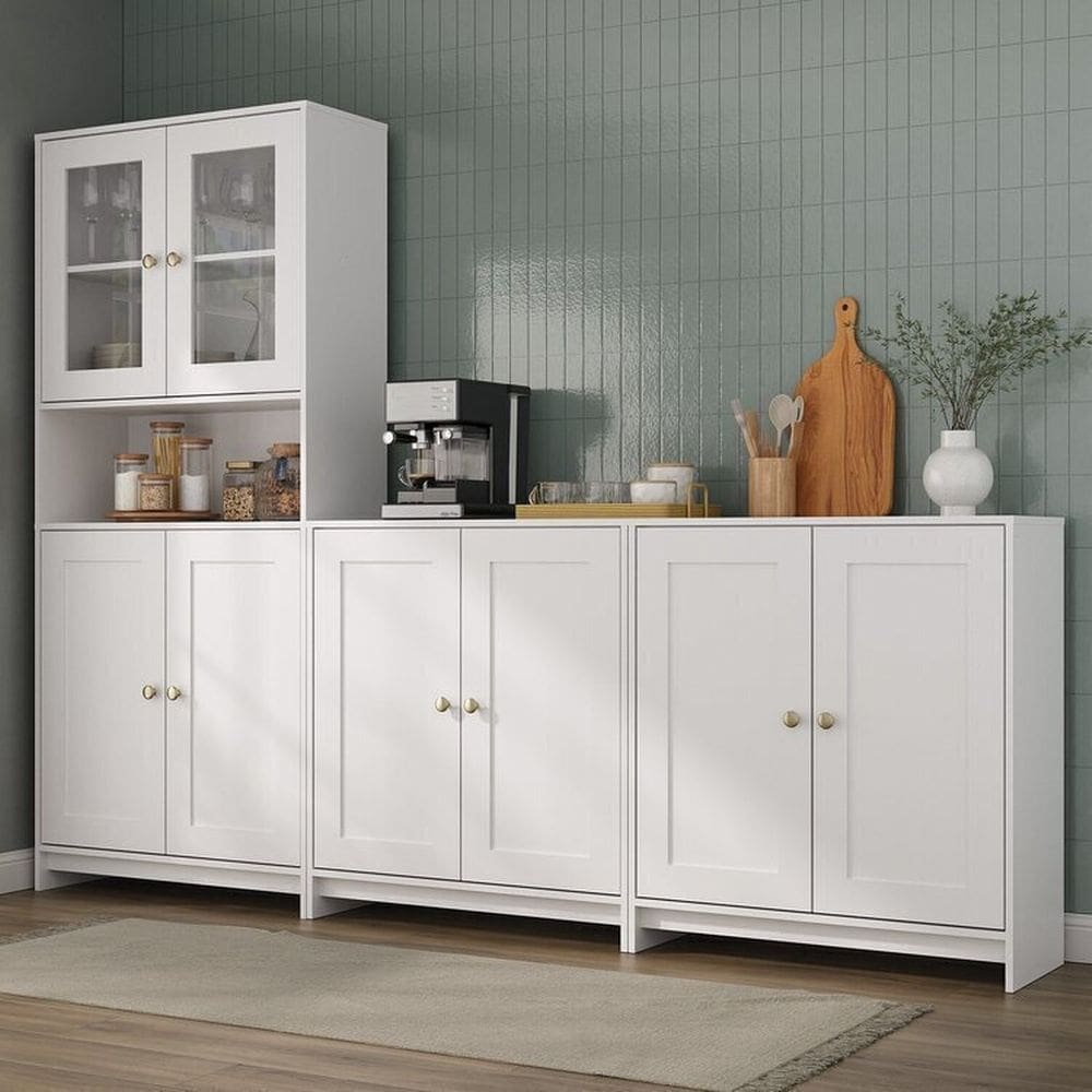Conjunto de Armários para Cozinha Americano 3 Peças Branco/Gelo