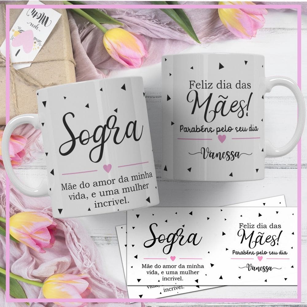 Caneca Personalizada Feliz Dia das Mães Para Sogra Com Nome