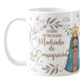Caneca Personalizada Convite Madrinha De Consagração Batismo