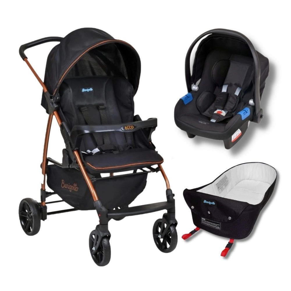Carrinho Ecco Preto Cobre + Cadeira Touring X + Ninho - Burigotto