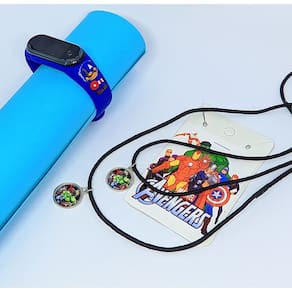 Kit Relógio Infantil Digital Led Silicone Personagens Anime 3D + Colares Amizade Best Friends Menina Menino Presente
