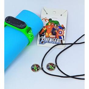 Kit Relógio Infantil Digital Led Silicone Personagens Anime 3D + Colares Amizade Best Friends Menina Menino Presente