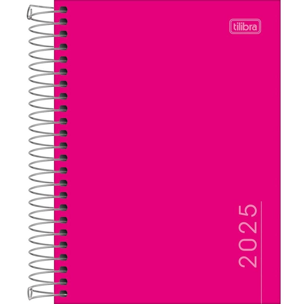 Agenda Espiral Diária 11,7 x 16,4 cm Pepper Rosa 2025 Tilibra 1099