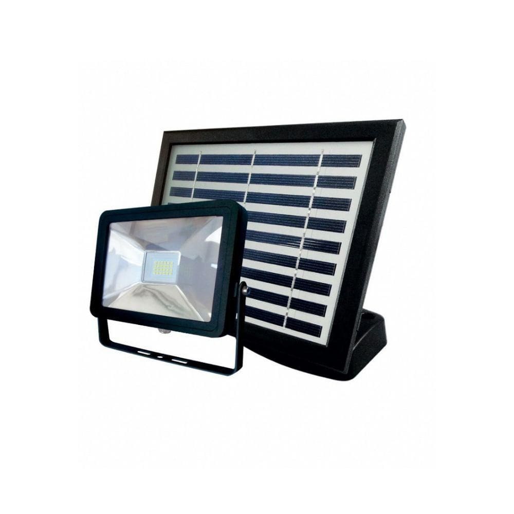 Refletor Led Taschibra Com Placa Solar Prime 01 Ip44 Preto Luz Branco Quente 3000K