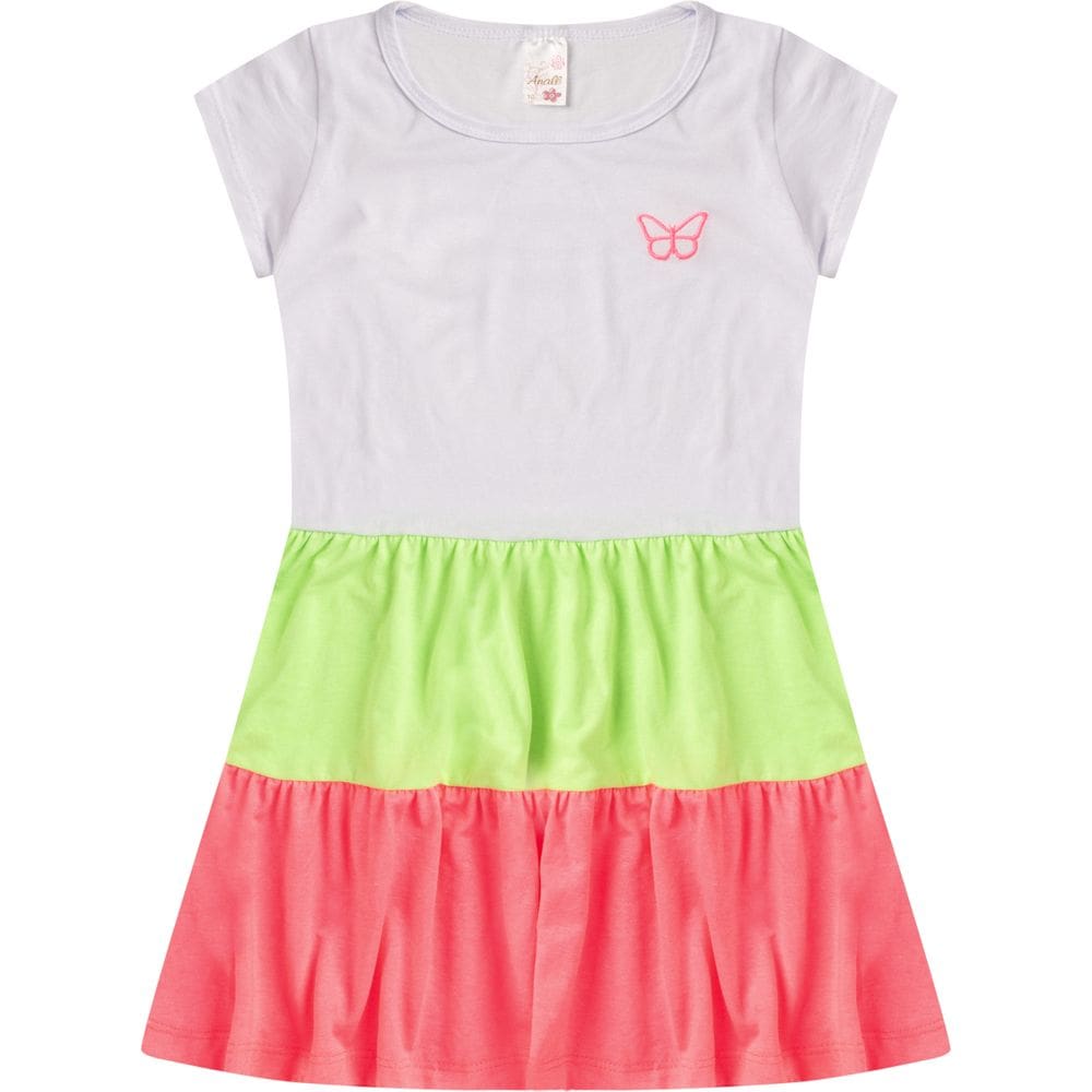 Vestido Infantil Menina Verão em Meia Malha Babados Três Marias