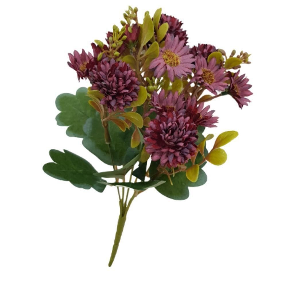 Flor Artificial Buquê Margaridas Com Cravo 30cm