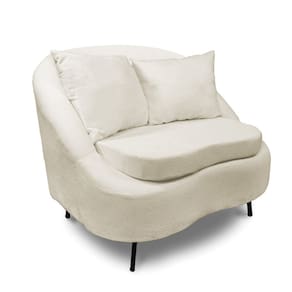 Poltrona Decorativa Orgânica Pé Ferro Pto Zaya Bouclê Bege C05 - D`Rossi