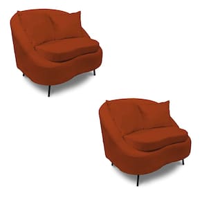 Poltrona Decorativa Orgânica Pé Ferro Pto Kit 2 Zaya Bouclê Terra C05 - D`Rossi
