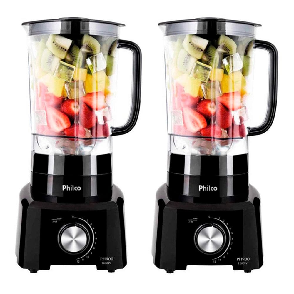 Kit 2 Liquidificadores Philco PH900 Turbo Pro 3L 1200W Preto 127V