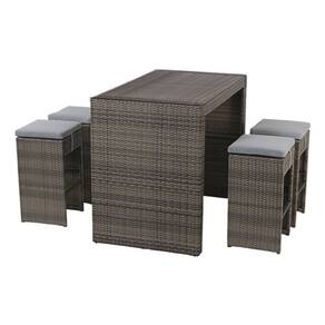 Conjunto Alto Vime Rattan Jardim E Varanda 4 Banquetas Mesa