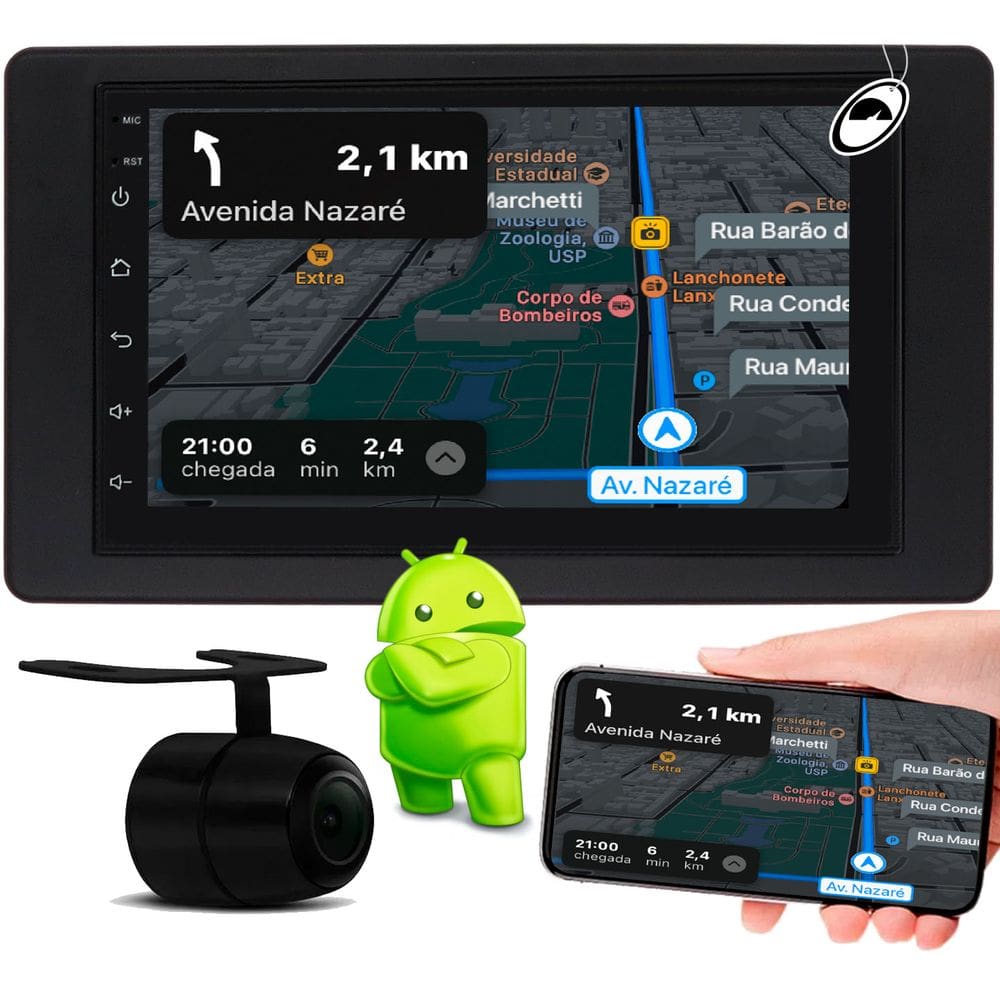 Multimidia 7" Polegadas Android Kangoo 1998 a 2018 Android Auto CarPlay Wi-Fi + Câmera de Ré