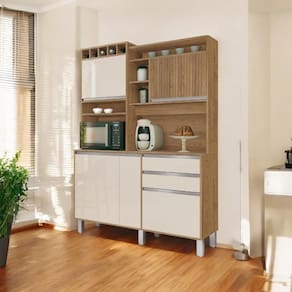 Cozinha Moderna 05 Portas Smart Freijó e Off White