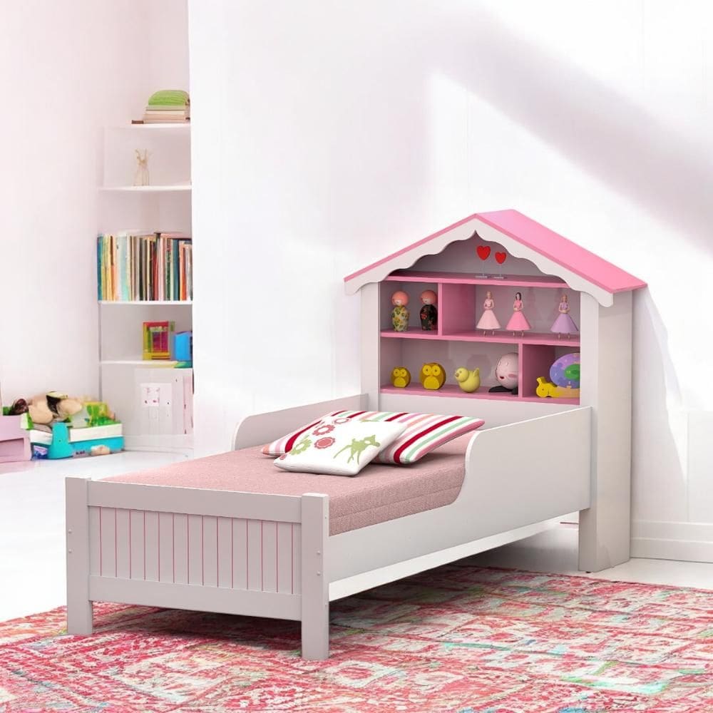 Cama Solteiro Casinha Princesa Branca e Rosa