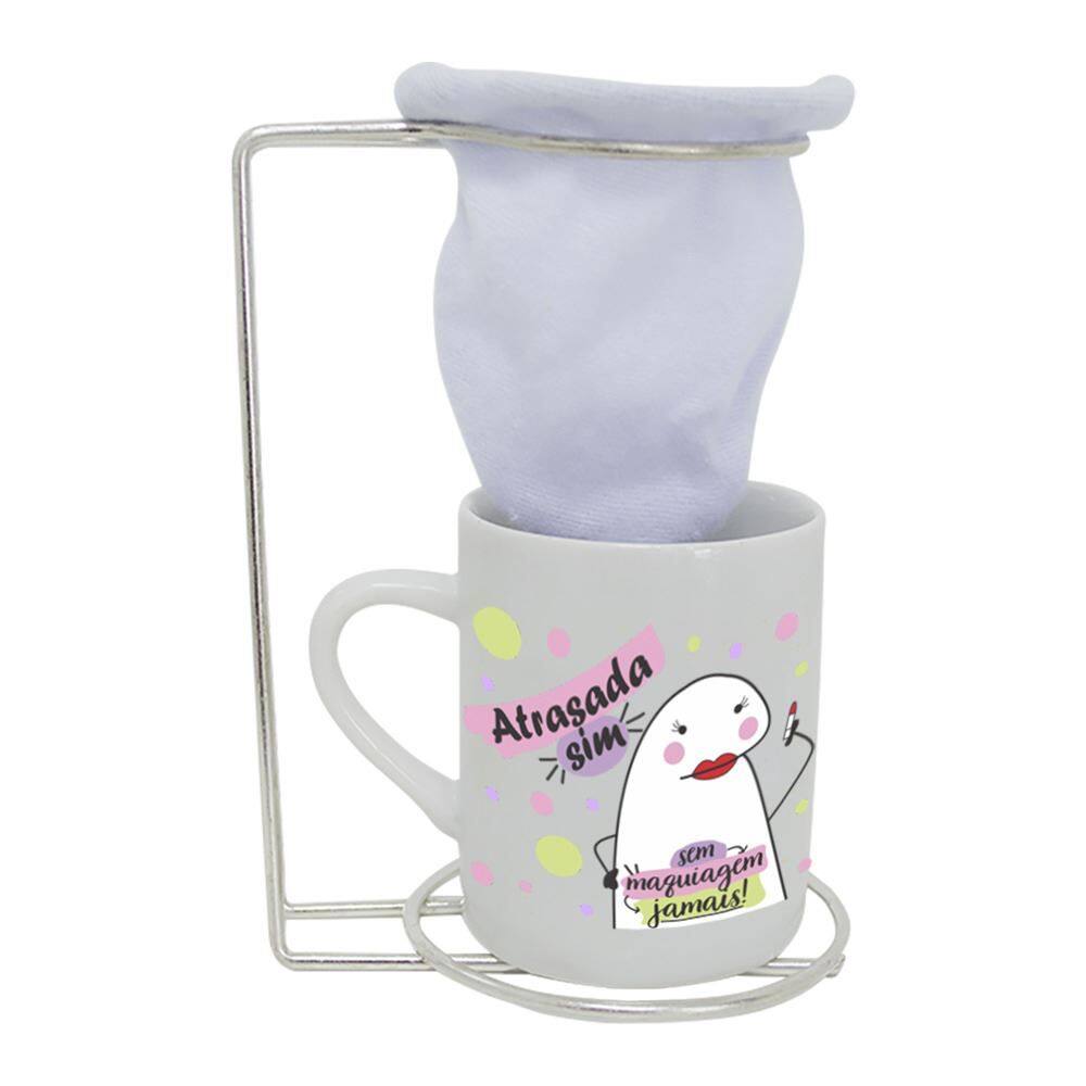 Caneca De Porcelana com Coador Flork - Atrasada