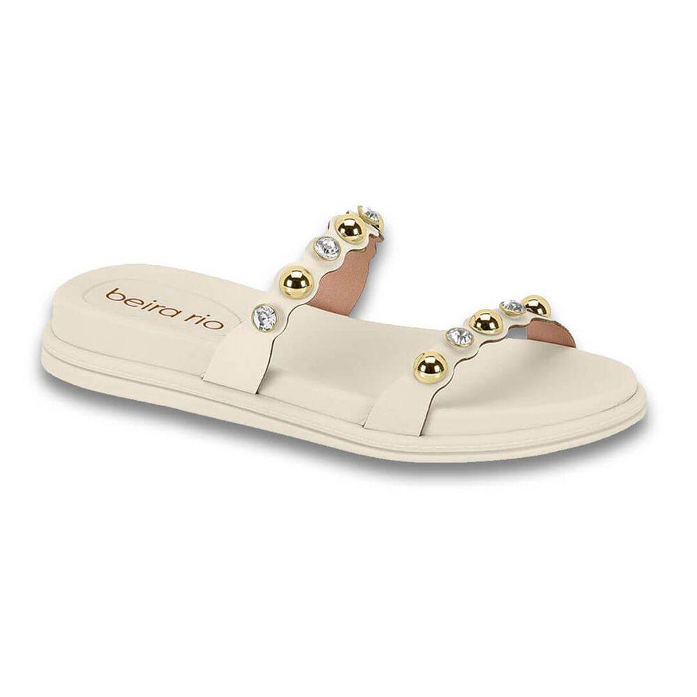 Sandália Feminina Beira Rio Flat Aplique Dourado