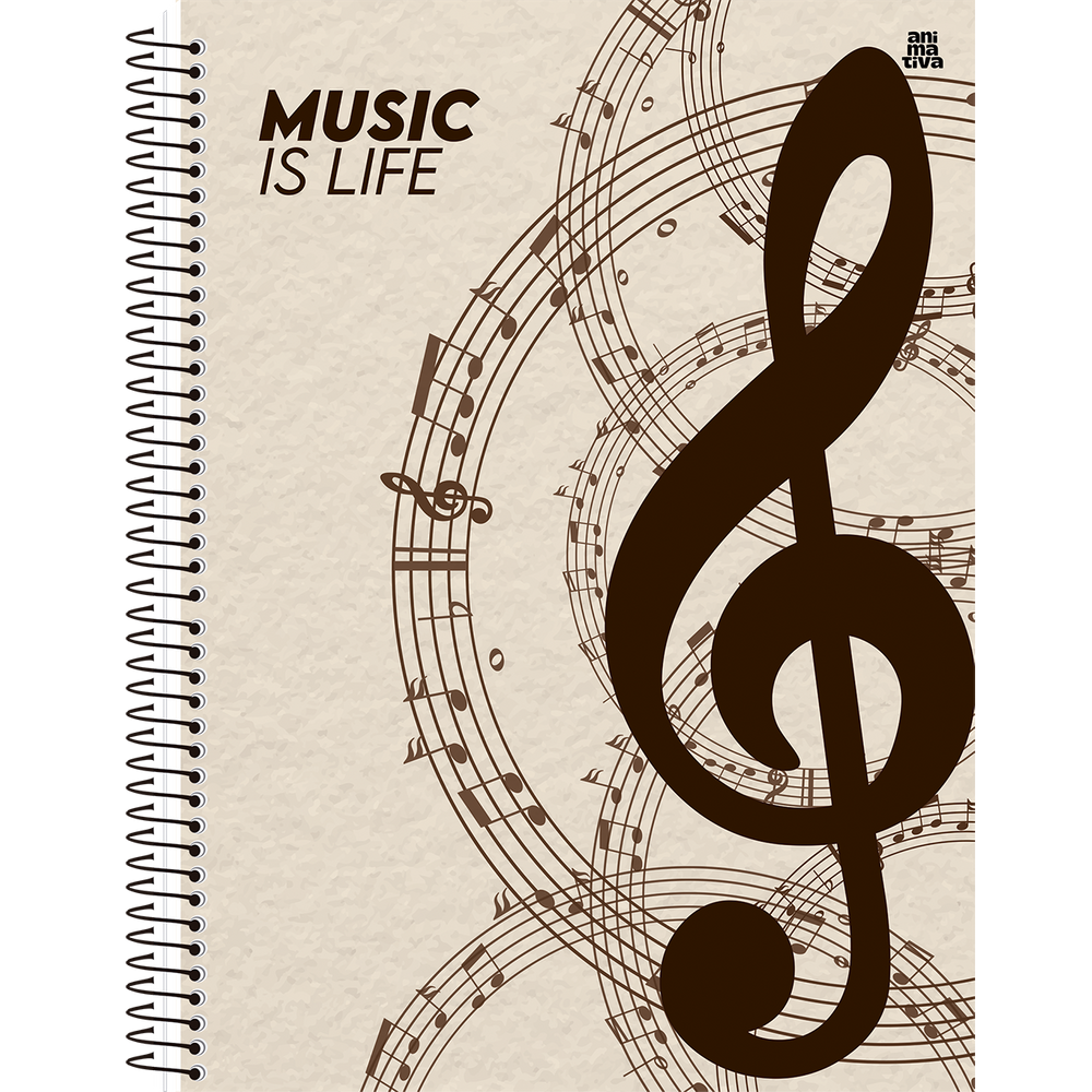 Caderno de Música Grande Universitário 1 Matéria Pautado 80 Folhas Animativa