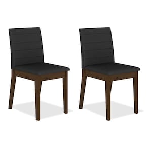 Kit 2 Cadeiras Estofadas índia Imbuia/preto - Móveis Arapongas
