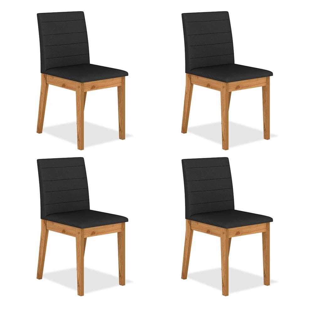 Kit 4 Cadeiras Estofadas índia Cinamomo/preto - Móveis Arapongas
