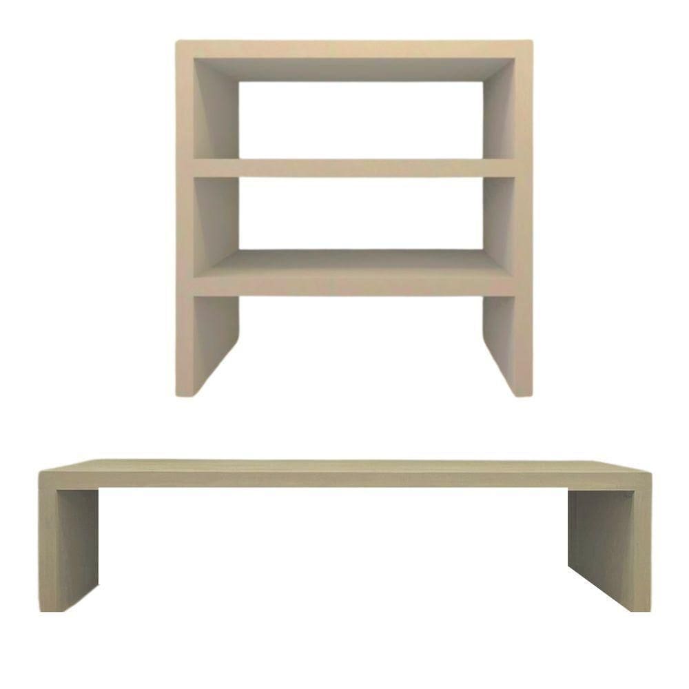 Kit Suporte De Mesa Monitor E Escaninho Organizador Cor Nude