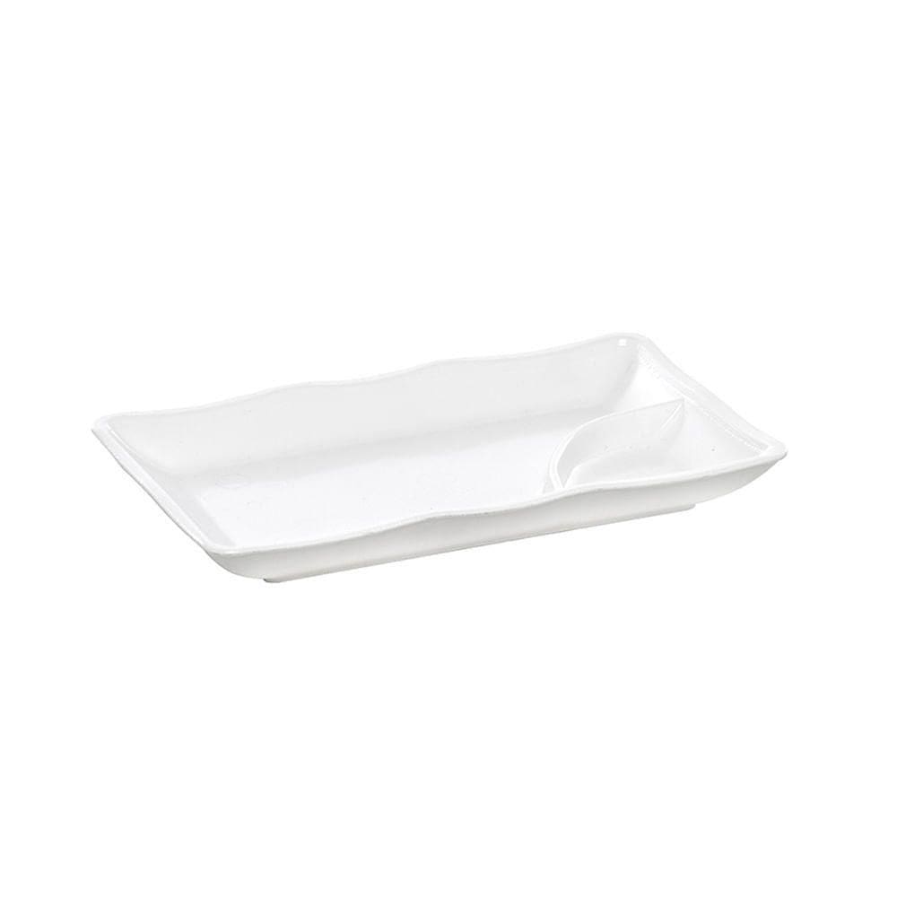 Prato Para Sushi Retangular 11,5x19,5 Branco Em Polipropileno Linha Tropical Vem