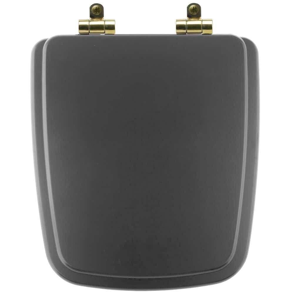 Assento Sanitário Poliéster Soft Close Boss Onix (Preto Fosco) para Vaso Incepa com Ferragem Dourada