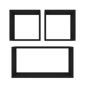 Kit Com 3 Nichos Decoração Para Sala Preto Retangular