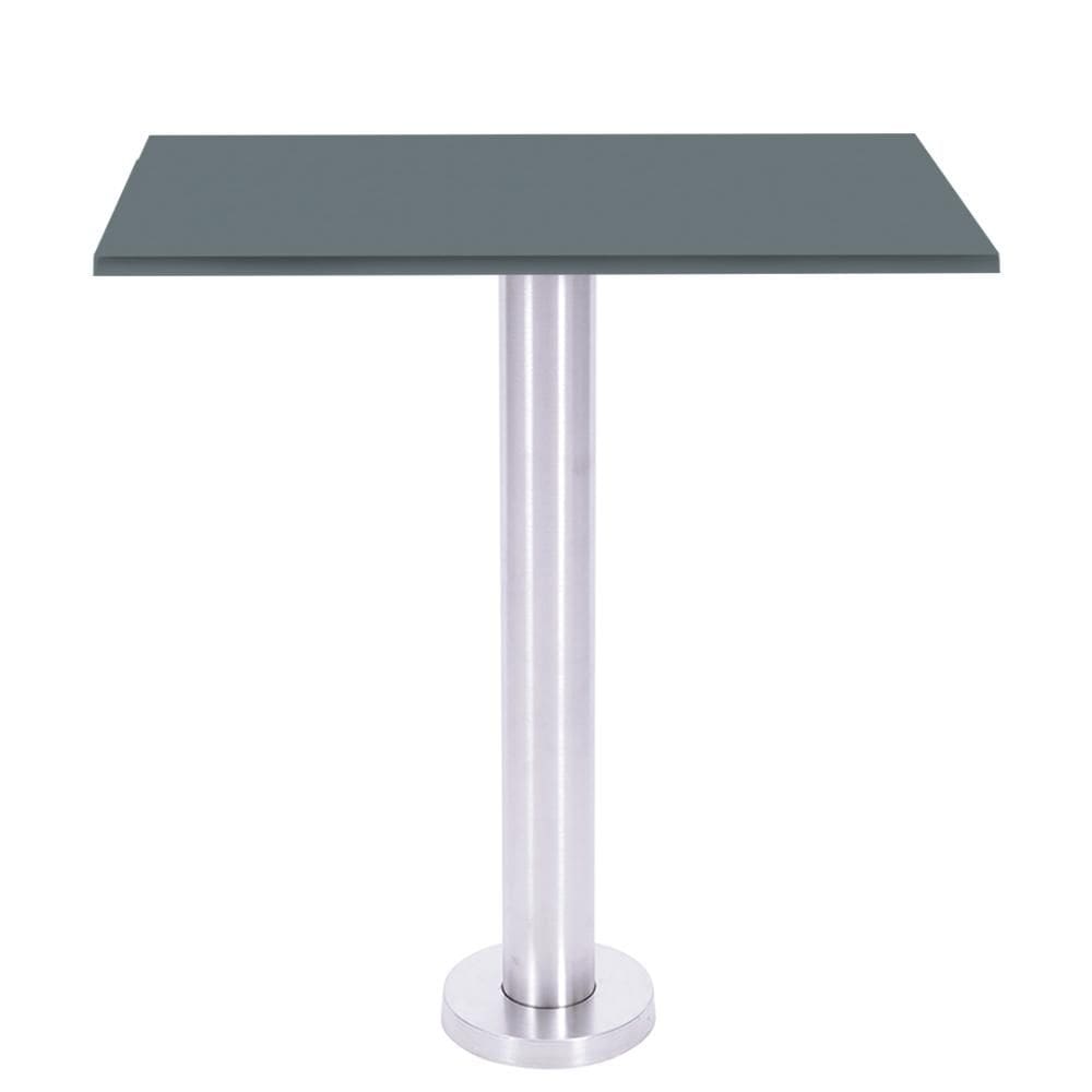 Mesa Beta Fixa Inox 71,50 cm (Alt) Disco Redondo Tampo MDP Quadrado 60 cm (Larg) x 2,50 cm (Alt) Grafito