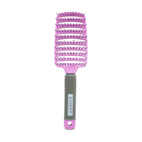 Escova Raquete Vazada Curva Profissional Hairdo - Rosa