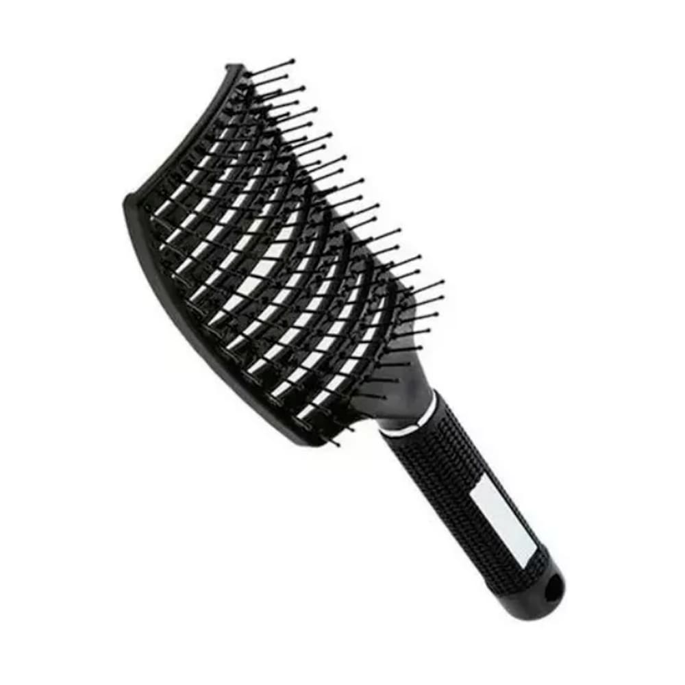 Escova Raquete Vazada Curva Profissional Hairdo - Preta