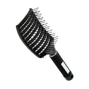 Escova Raquete Vazada Curva Profissional Hairdo - Preta