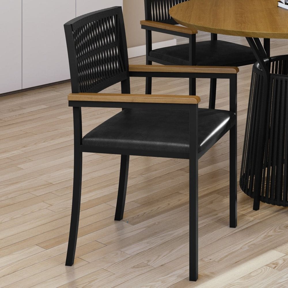 Cadeira para Sala de Jantar com Braço Barcelona Preto