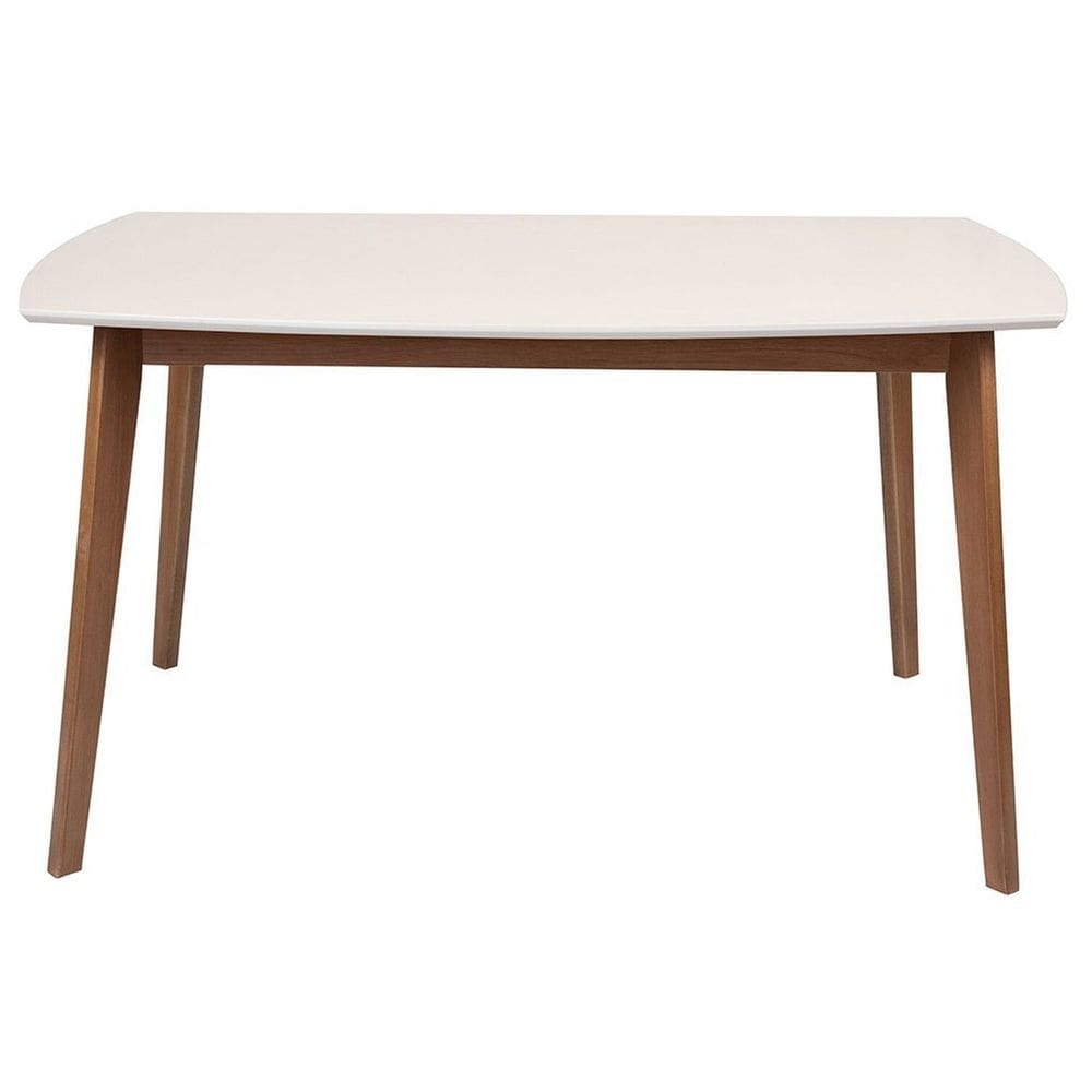 Mesa de Madeira Maciça e Mdf L135 X P 90 X Alt 77 Linea Natural/OffWhite