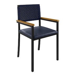 Cadeira para Sala de Jantar com Braço Madri Preto/Azul