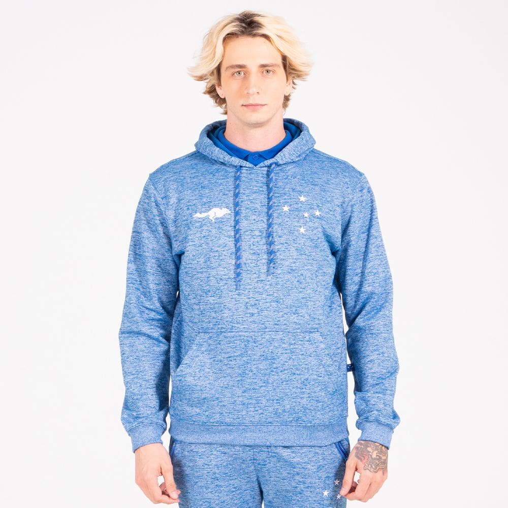 Moletom Masculino Cruzeiro Oficial Fechado Mescla Azul