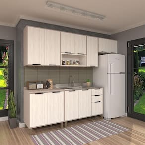 Cozinha Modulada C 5 Peças Com Balcões E Aéreos Sem Pia Stylo Luciane Móveis Cinammon-teka ártico