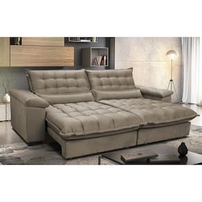 Sofá Retrátil E Reclinável 2,32m Com Molas Ensacadas Cama Inbox Aconchego Tecido Suede Castor