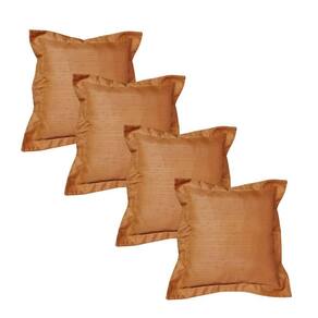 Kit 4 Capa Almofadas Tafetá 45x45 Ziper Invisivel Laranja