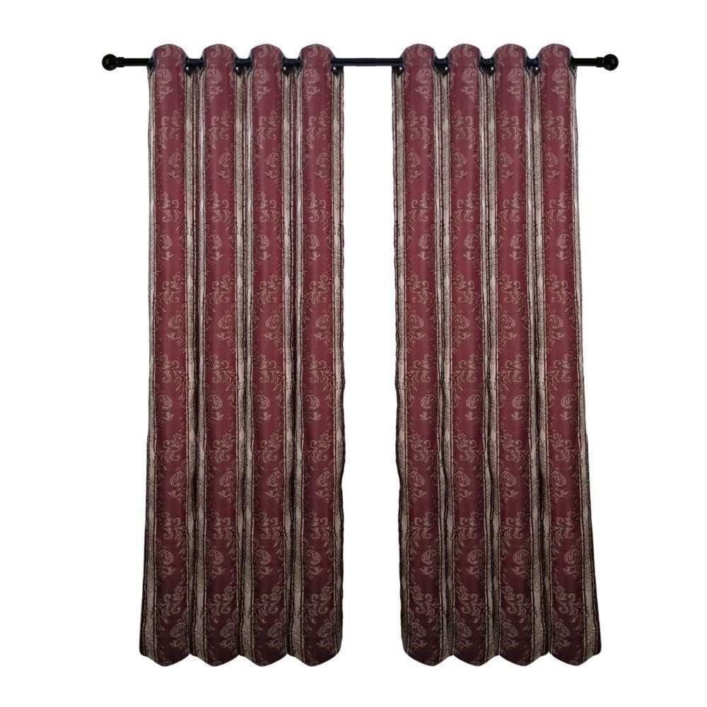 Cortina Tecido Jacquard Medalhão 3,00x2,50 Vermelho Escuro